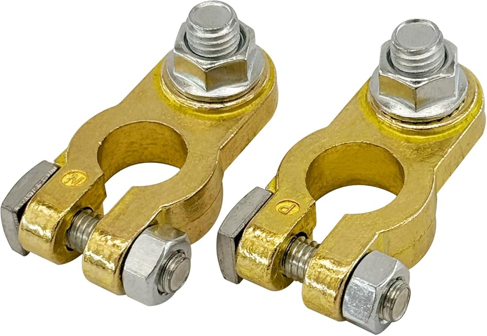 Brass Battery Terminal Connectors, Top Post Battery Terminals Connector Battery Cable Ends for Marine Car V1258-DP02-A-1575