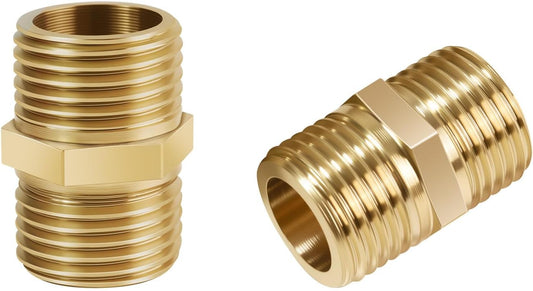 1/2 Inch Npt Brass Nipple Male To Male Pipe Fitting Adapter, Straight Connector for Hose, Brass Fittings (1/2 V1258-DP02-A-1600