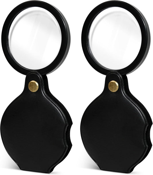 2pcsUpgrade 10x Small Magnifying Glass for Kids and Seniors, Pocket Magnifier with Protective Sheath, Mini V1258-DP02-A-1602