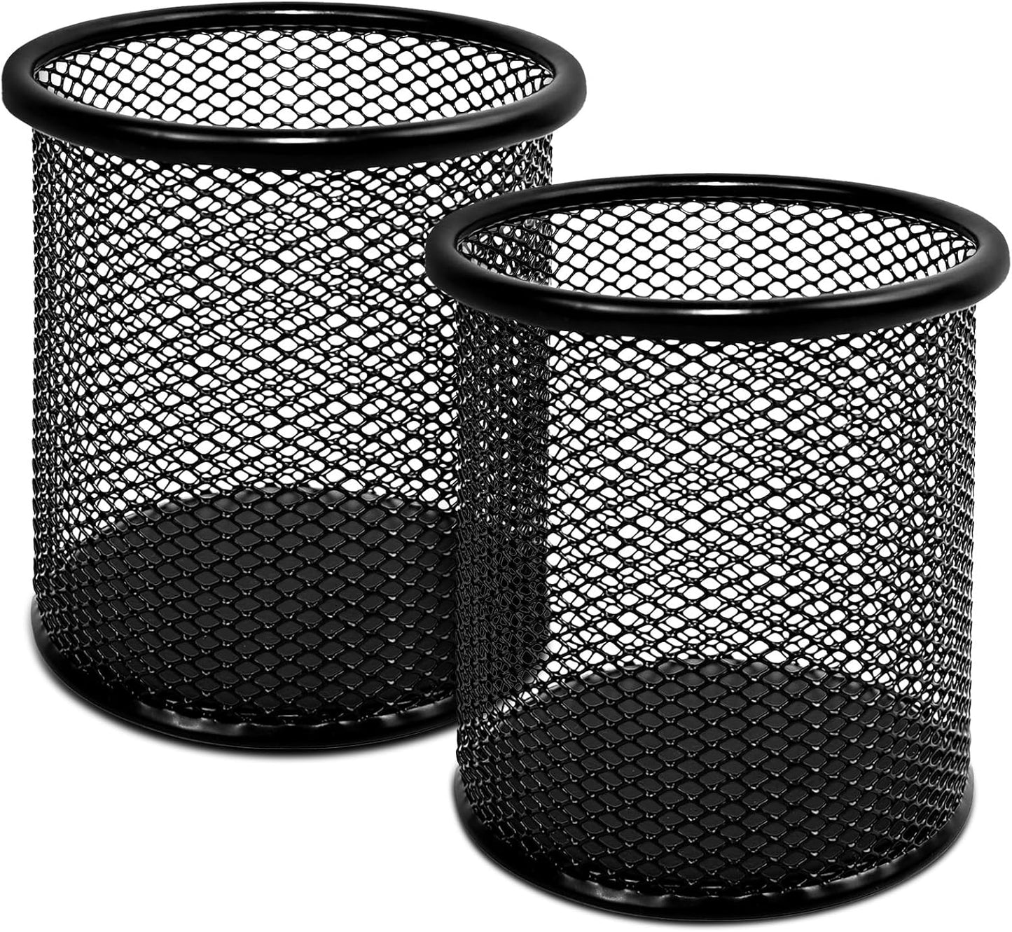 2 Pack Black Pencil Cup - Wire Mesh Pen Cup Holder for Desk, Office Pen Organizer With Sleek Design V1258-DP02-A-1608