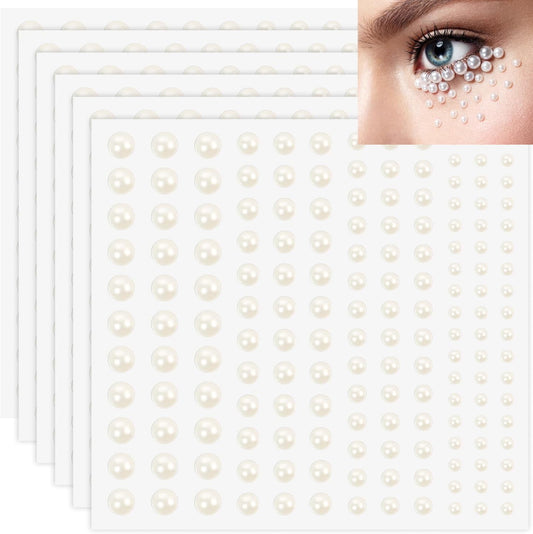 990pcs Self-Adhesive Pearl Stickers for Hair and Crafting - Flat Back Pearls in 4 Sizes (3mm/4mm/5mm/6mm) - V1258-DP02-A-1617