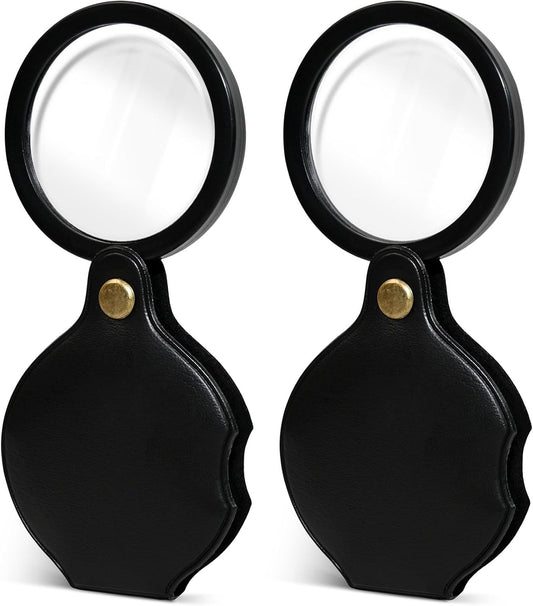 2pcsUpgrade 10x Small Magnifying Glass for Kids and Seniors, Pocket Magnifier with Protective Sheath, Mini V1258-DP02-A-1618