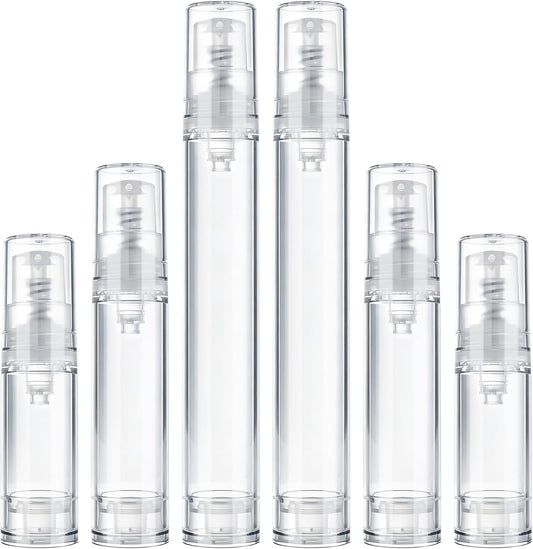 6pcs Airless Pump Bottle Travel, 5ml 10ml 15ml Empty Refillable Vacuum Press Pump Bottle, Plastic Mini Lotion V1258-DP02-A-1632
