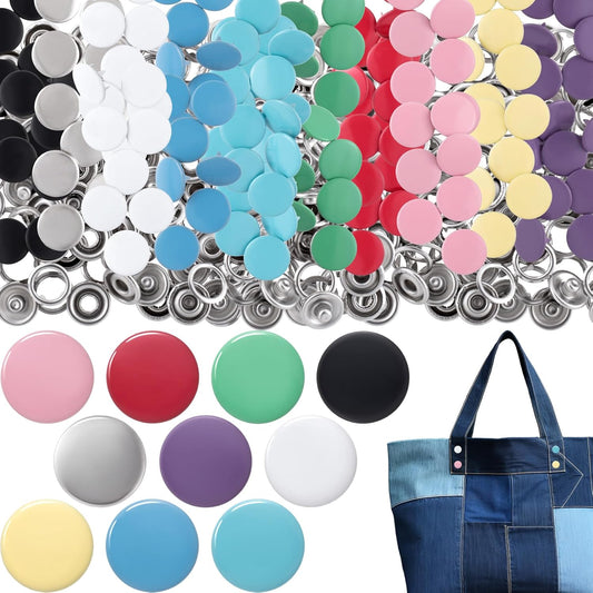 200pcs Snap Buttons for Fabric, 9.5mm Alloy Snap Button Kit for Sewing, Colorful Sewing Fasteners Tools for V1258-DP02-A-1641