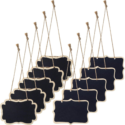 10pcs Mini Hanging Blackboard Decanter Tags, 2 Styles Wooden Double-Sided Chalkboard Signs Tags, Small V1258-DP02-A-1647