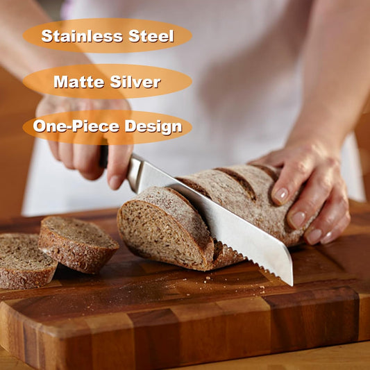Serrated Bread Knife, Pastry-Slicer - 10 Inch/24CM Blade,One-Piece Stainless Steel Design,Best Knives for V1258-DP02-A-165