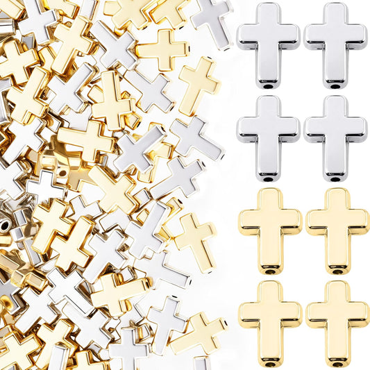 60pcs Cross Beads for Bracelets, Plastic Cross Charms Religious Beads, Mini Crucifix Loose Spacer Charm DIY V1258-DP02-A-1652
