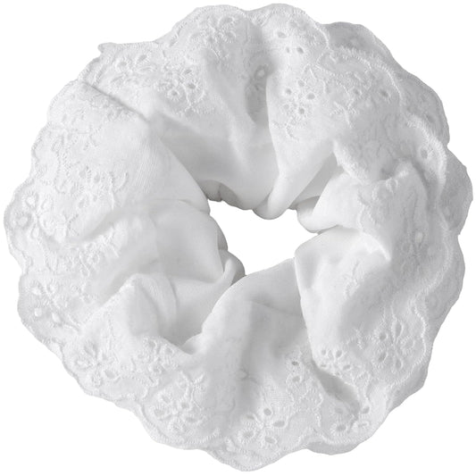 White Lace Scrunchies, Multi Layers Large Lace Scrunchies for Women, Oversized Ruffle Hair Ties Bands V1258-DP02-A-1678