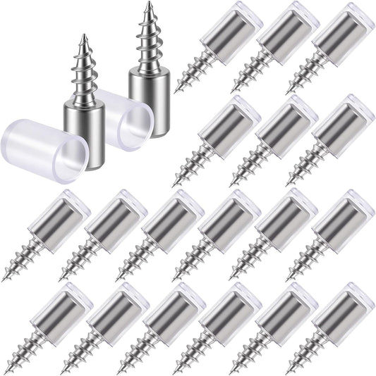 20 Pack Shelf Support Screws, Self Tapping Shelf Holder Peg with Sleeve, Cabinet Laminate Steel Support Peg V1258-DP02-A-1679