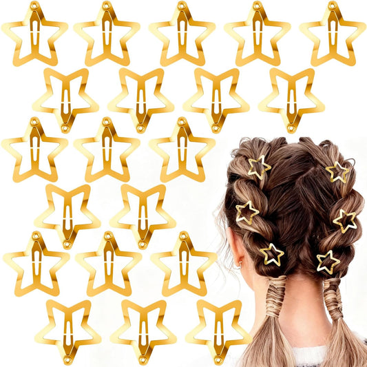 20pcs Gold Star Hair Clips, Y2K Star Snap Clip Barrettes for Women, 1.18in Metal Non-Slip Hairclips Hair V1258-DP02-A-1688