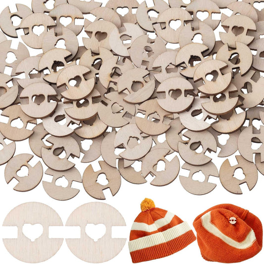 50pcs 20mm Wooden Pom Pom Buttons, Removable Pompom Keepers Holder with Heart Hole, Knitted Hat Faux Fur Love V1258-DP02-A-1693