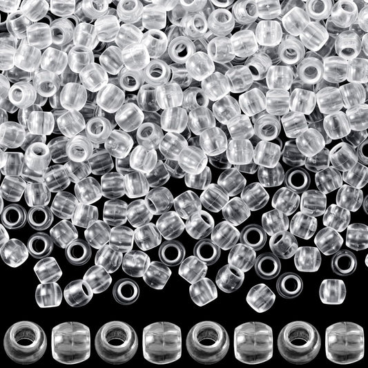 150pcs Clear Hair Beads for Braids, Plastic Loc Dreadlock Large Hole Pony Beads, Crystal Hair Bead V1258-DP02-A-1696