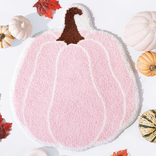 Bathroom Rugs Halloween Pink Rug Cute Pumpkin Bath Mat for Living Room, Bedroom Small Fluffy Washable Rug Non V1258-DP02-A-175