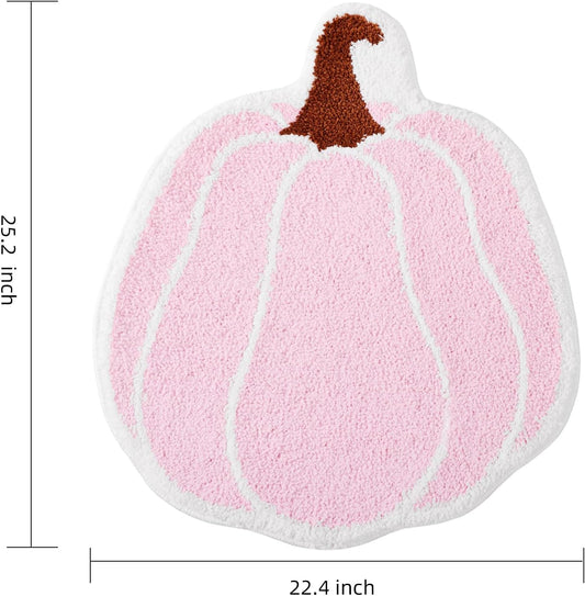 Bathroom Rugs Halloween Pink Rug Cute Pumpkin Bath Mat for Living Room, Bedroom Small Fluffy Washable Rug Non V1258-DP02-A-175