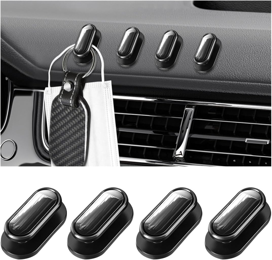 4 PCS Car Mini Hooks, Self-Adhesive Multifunctional Hanging Car Storage Hooks on Dashboard, Universal Vehicle V1258-DP02-A-1770