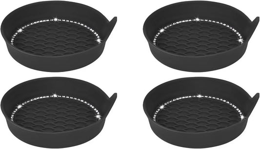 4 PCS Bling Car Cup Holder Coaster, Non-Slip Silicone Auto Drink Mat Crystal Rhinestone Insert Coasters, V1258-DP02-A-1782