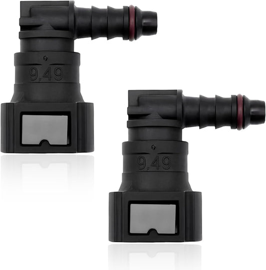 2 PCS Fuel Line Quick Connector, 90 Degree Elbow Nylon Fuel Line Quick Release Fittings Repair Kit, 3/8 SAE V1258-DP02-A-1784