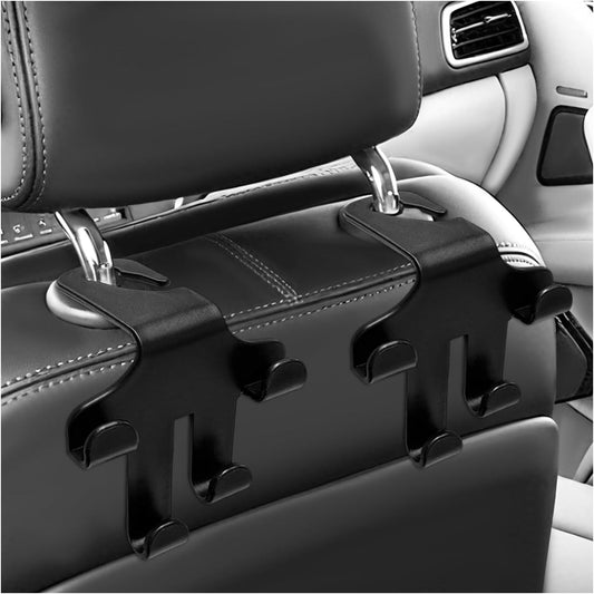 2PCS Car Seat Headrest Hooks, 4-in-1 Sturdy Car Seat Back Hanger Multifunctional Hanging Holder, Heavy Duty V1258-DP02-A-1794