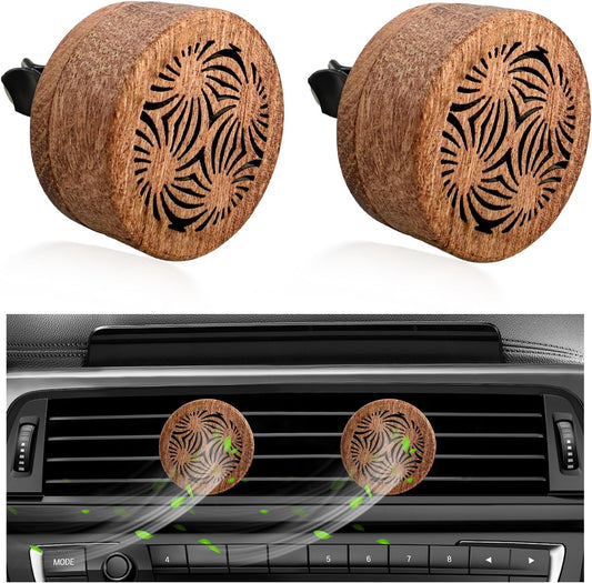 2 PCS Wood Car Essential Oil Diffuser, Wooden Aromatherapy Essential Oils Diffuser with Vent Clip, Wood Vent V1258-DP02-A-1799