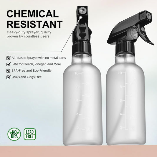 Spray Bottles 2 Pack, 10 Oz, Mist & Stream, Heavy Duty Spraying Empty Water Sprayer Bottle, BPA Free Plastic V1258-DP02-A-180