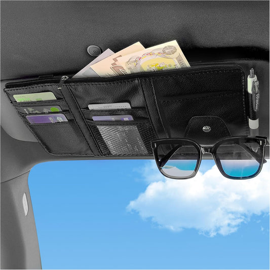 Car Visor Organizer with Sunglass Holder,Multi-Functional Car Sun Visor Organizer with Zipper for V1258-DP02-A-1825