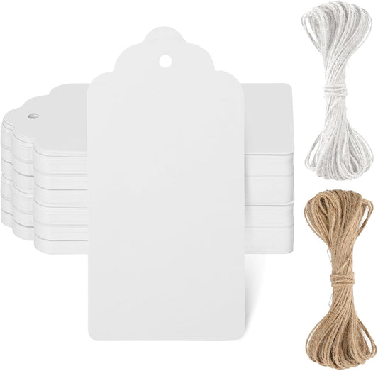 White Gift Tags with String, Blank 2X4 Inch Tags for Presents, 50 Pcs V1258-DP02-A-184