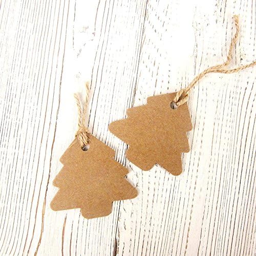 Christmas Tree Gift Tags,Gift Wrap Tags,100 Pcs Kraft Paper Gift Tag with String,Blank Craft Gift Tag with V1258-DP02-A-187