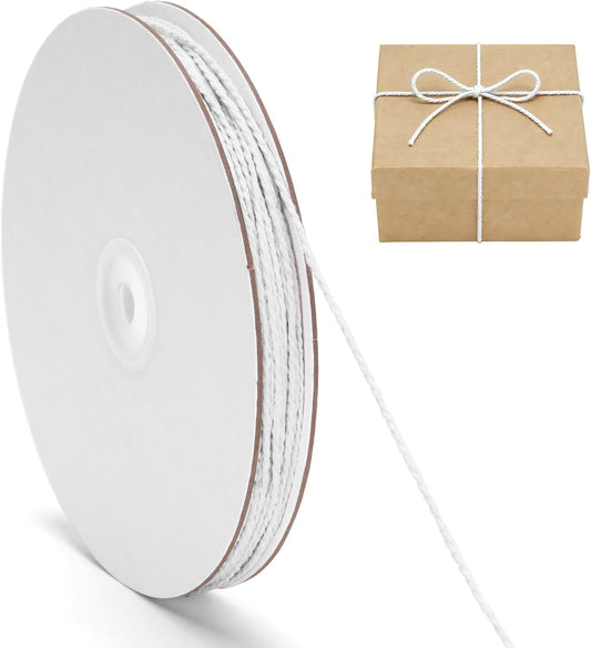 White Cotton String - 2mm 328ft Cotton Butchers Twine String for Gift Wrapping, Baking, Cooking, DIY Crafts, V1258-DP02-A-1881
