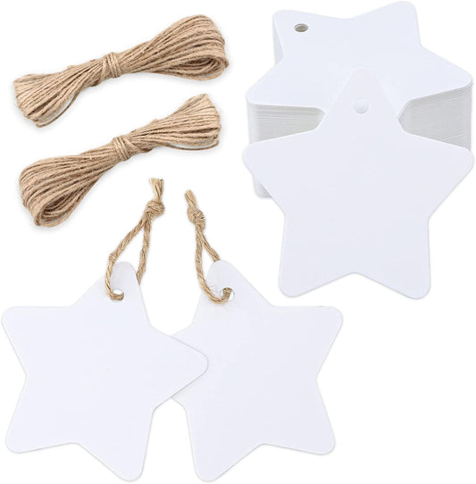 Star Gift Tags, 100PCS Blank Star Shaped Tags, Kraft Paper Gift Tag with String for Present Wrapping, V1258-DP02-A-1889