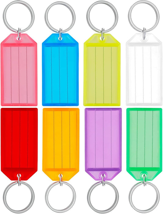 20 Pack Tough Plastic Key Tags with Split Ring Label Window, Assorted Colors V1258-DP02-A-1899