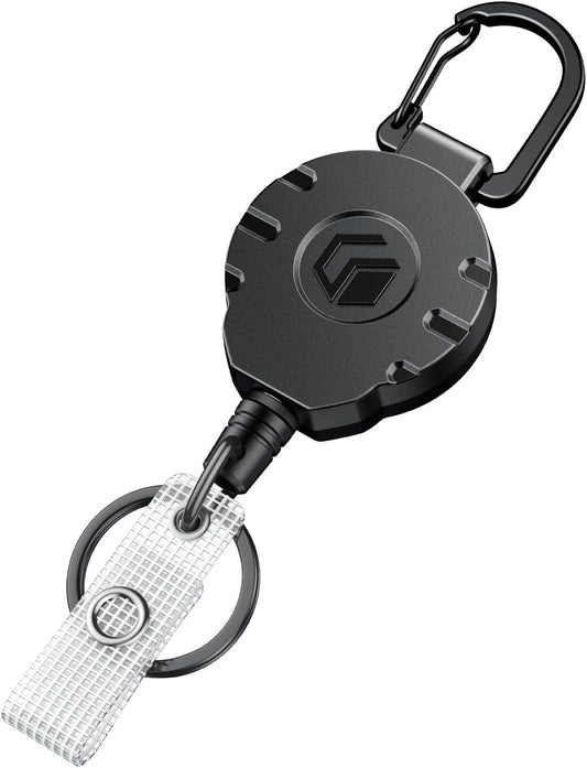 Retractable Keychain Heavy Duty Carabiner Badge Holder Tactical ID Badge Reel for up to 8 oz with Stainless V1258-DP02-A-1903