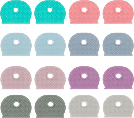 16 Pcs Key Covers Caps, 1" Key Identifiers, Soft Stretchy Key Covers for House Key, Key Head Protectors for V1258-DP02-A-1907
