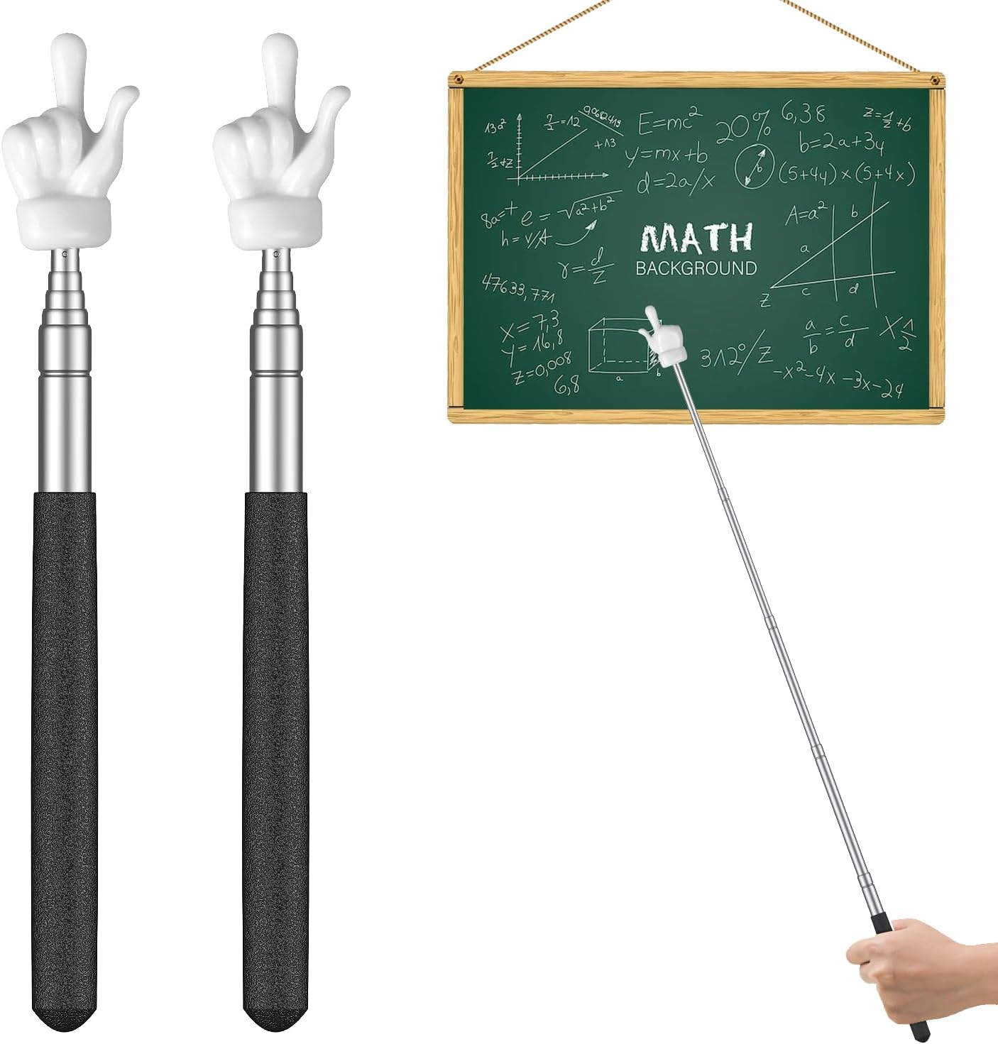 2 Pcs Telescopic Teachers Pointer Mini Retractable Finger Pointer Stick for Classroom Extendable Hand Pointer V1258-DP02-A-1915