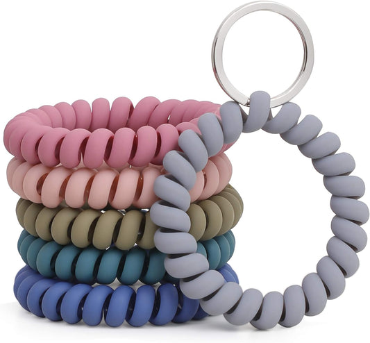 6PCS Stretchable Wristband Wristlet Keychain Wrist Key Chain Wristlet,Spring Flexible Spiral Wrist Coil Wrist V1258-DP02-A-192