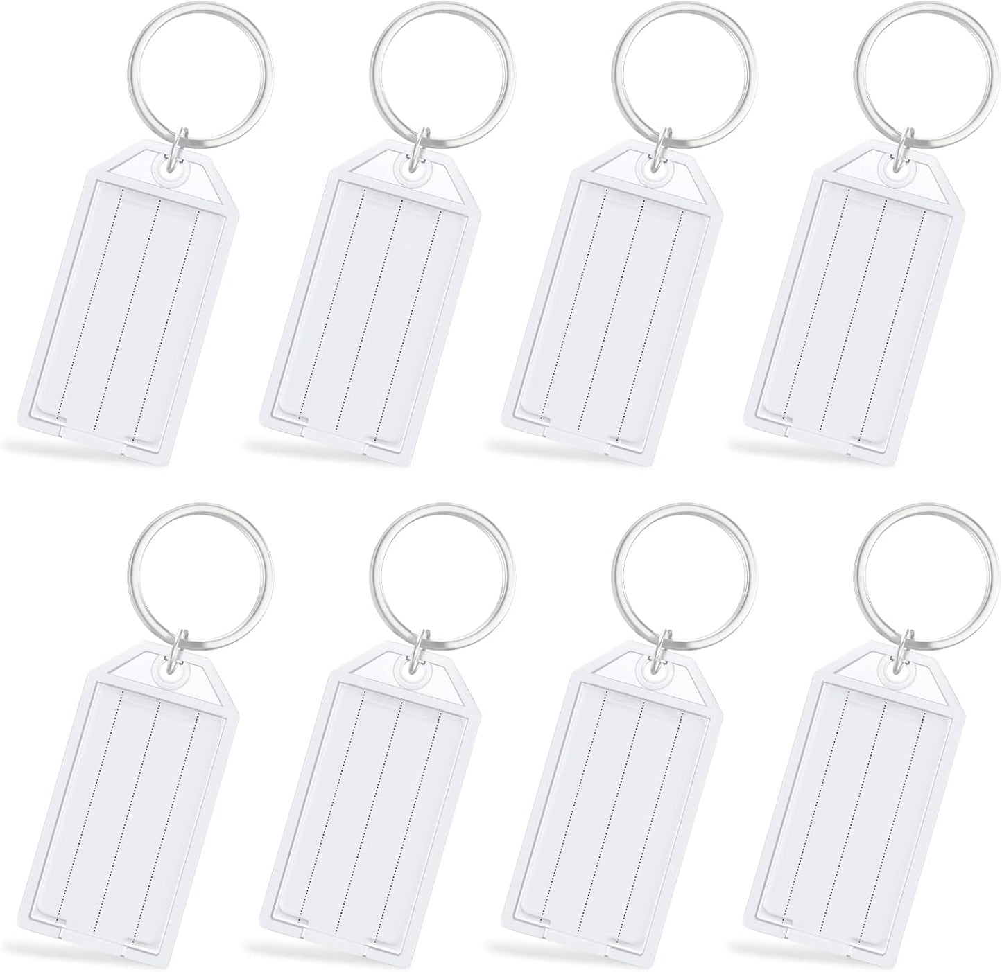 2 Inch Tough Plastic Key Tags White Item Identifiers with Blank Paper Labels Transparent Covers and Split V1258-DP02-A-1923