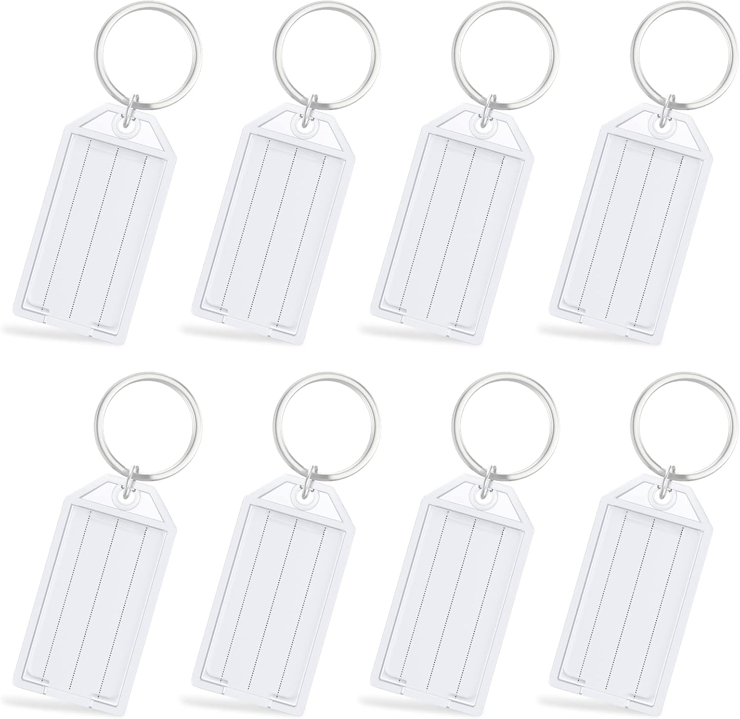 2 Inch Tough Plastic Key Tags White Item Identifiers with Blank Paper Labels Transparent Covers and Split V1258-DP02-A-1923