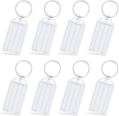 2 Inch Tough Plastic Key Tags White Item Identifiers with Blank Paper Labels Transparent Covers and Split V1258-DP02-A-1923