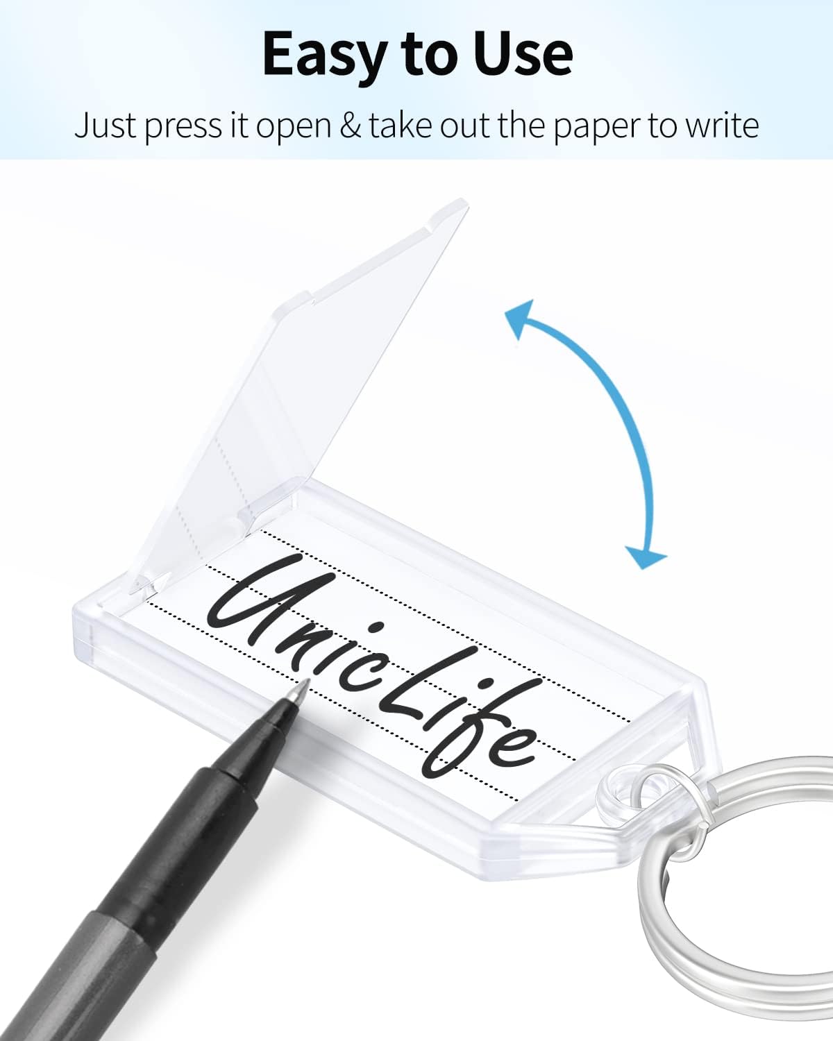 2 Inch Tough Plastic Key Tags White Item Identifiers with Blank Paper Labels Transparent Covers and Split V1258-DP02-A-1923