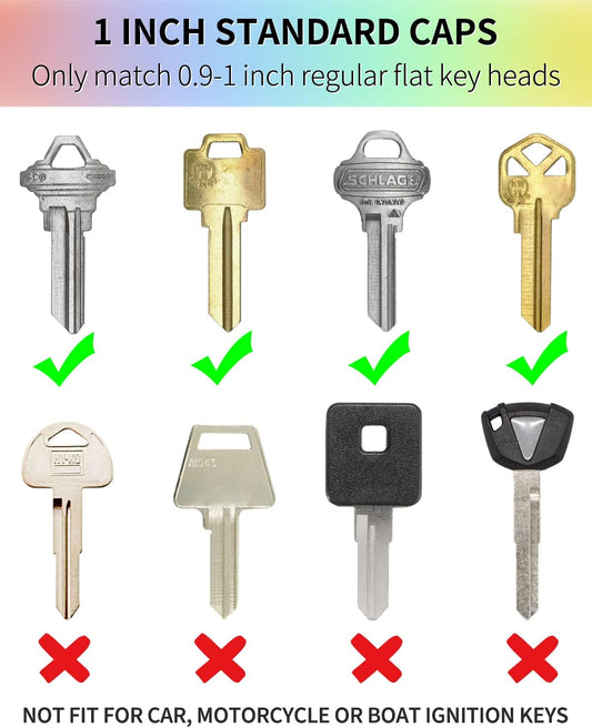 32 PCS 1 Inch Key Cap Covers Key Identifiers Markers Protectors for Standard Regular Thin Flat House Keys V1258-DP02-A-1931