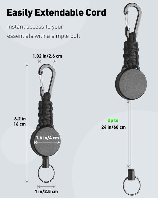 2 Pack Retractable Keychain, Retractable Key Holder, Heavy Duty Badge Reel for Keys and ID Card, Extendable V1258-DP02-A-1934
