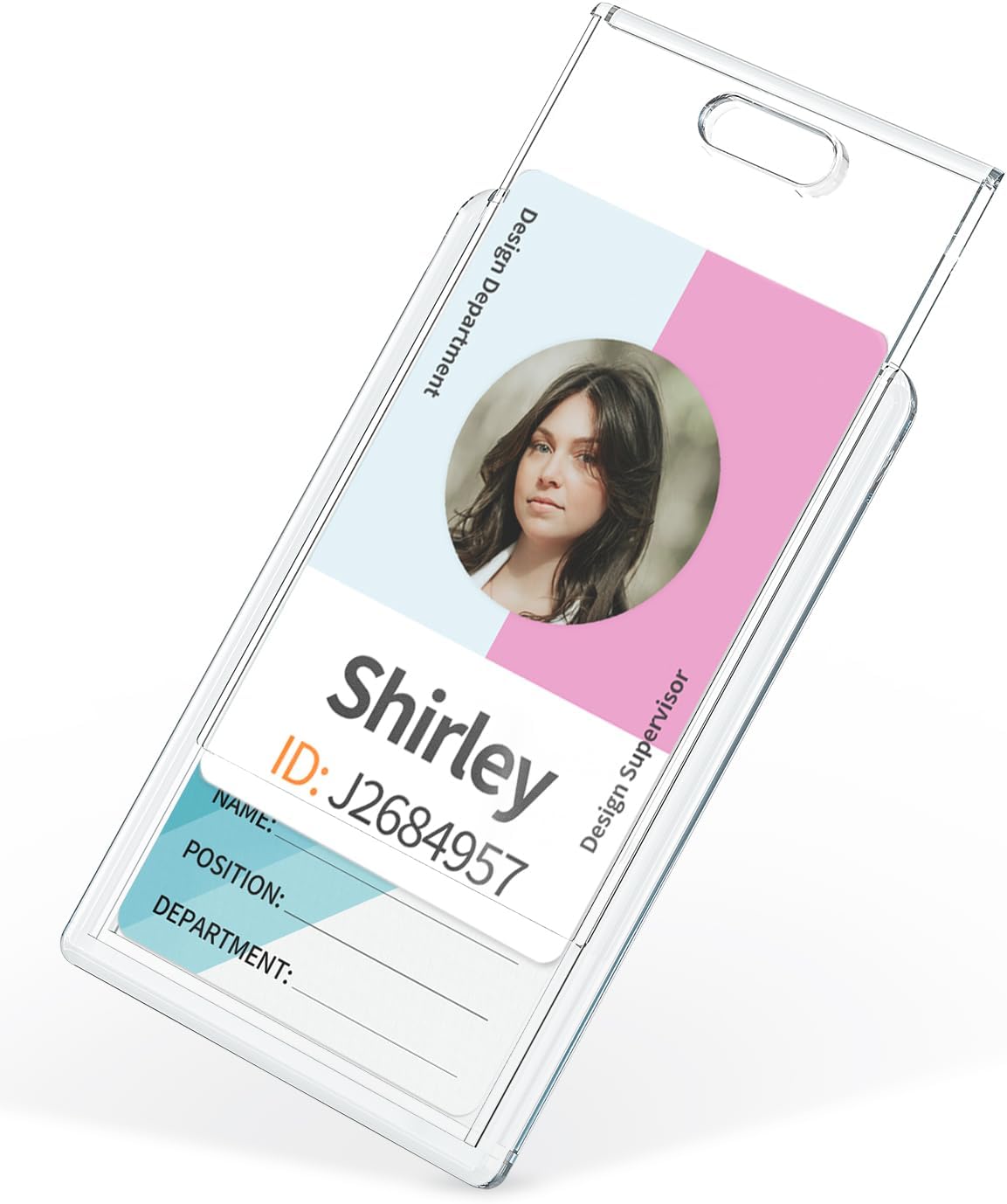 2 Pack Sliding Badge Holder Vertical Clear Card Case Hard Plastic Card Protector Pouch for Office School ID V1258-DP02-A-1936