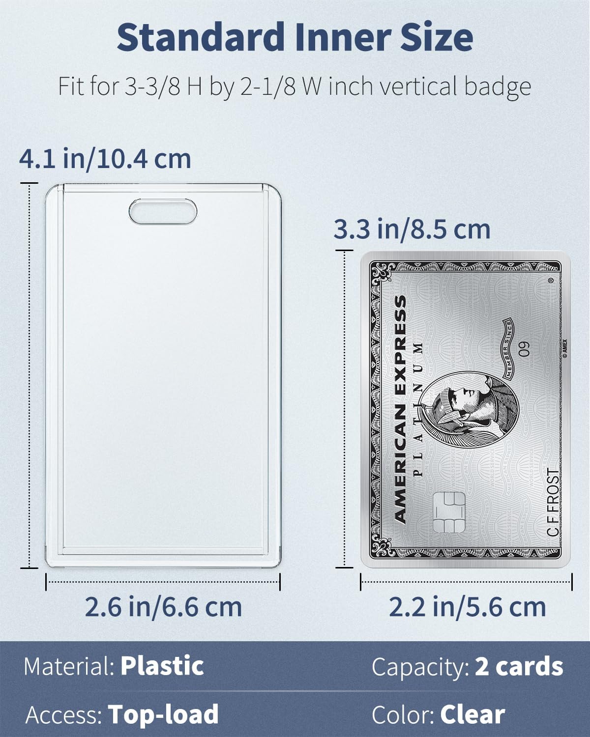2 Pack Sliding Badge Holder Vertical Clear Card Case Hard Plastic Card Protector Pouch for Office School ID V1258-DP02-A-1936