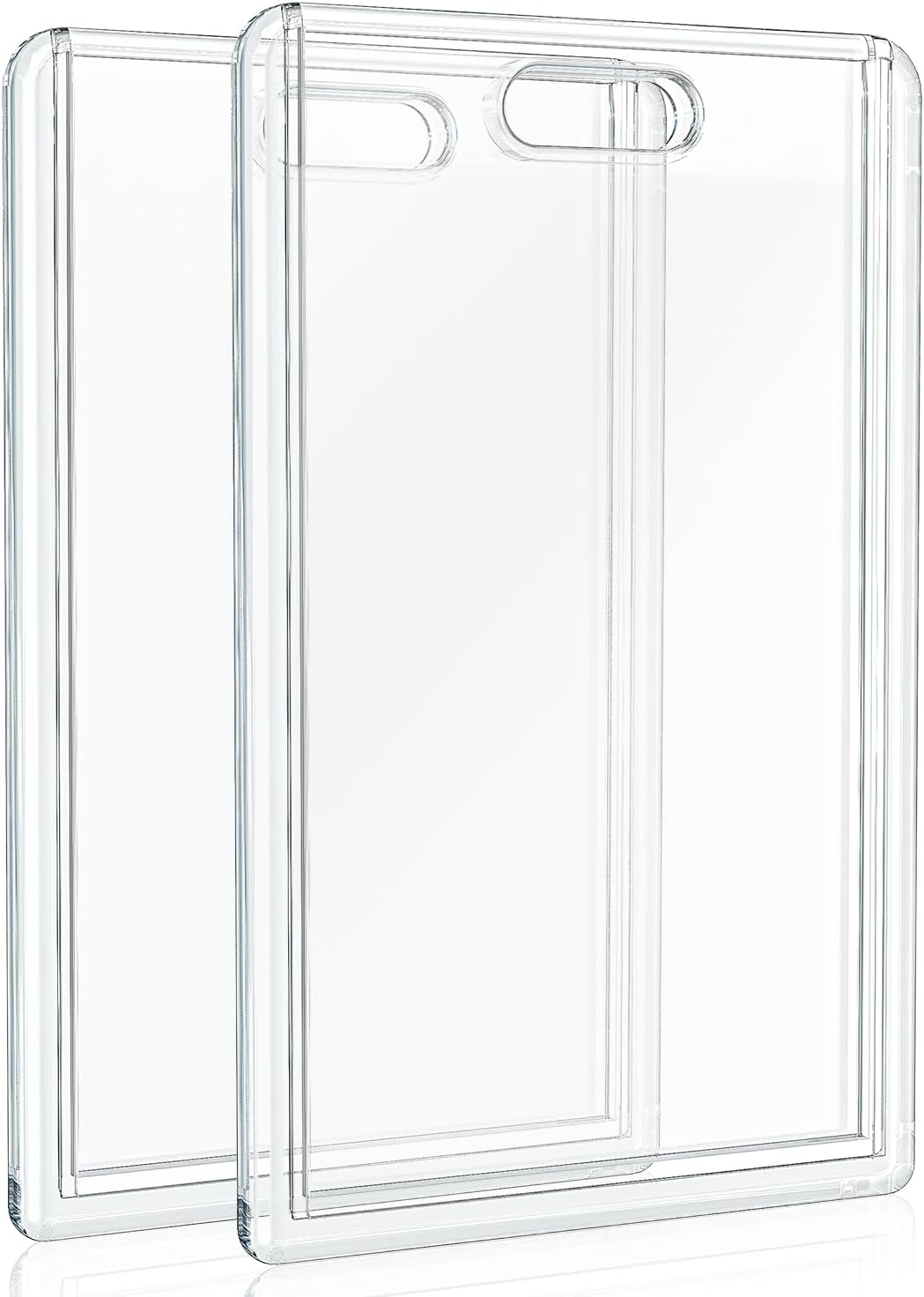 2 Pack Sliding Badge Holder Vertical Clear Card Case Hard Plastic Card Protector Pouch for Office School ID V1258-DP02-A-1936