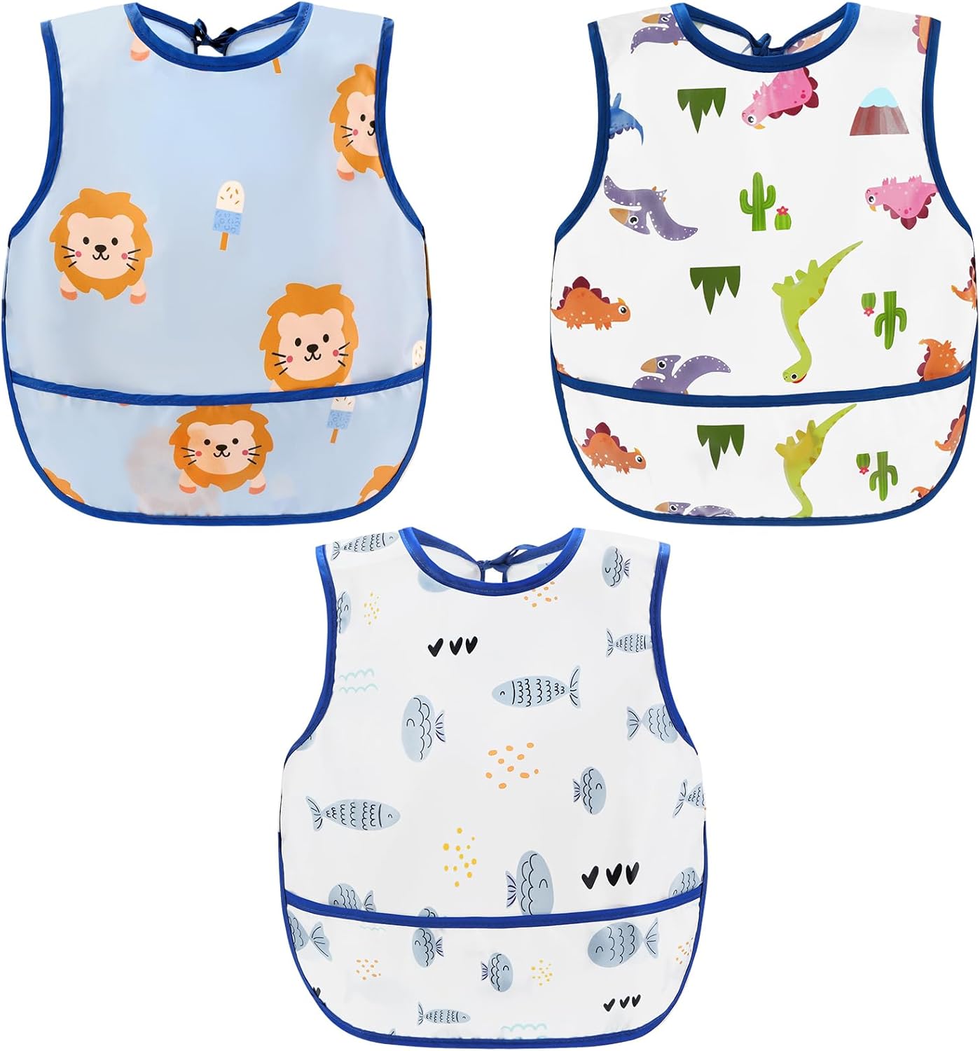Waterproof Baby Bibs for Eating, Mess Proof Toddler Feeding Bibs for Girls Boys V1258-DP02-A-194