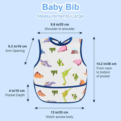 Waterproof Baby Bibs for Eating, Mess Proof Toddler Feeding Bibs for Girls Boys V1258-DP02-A-194