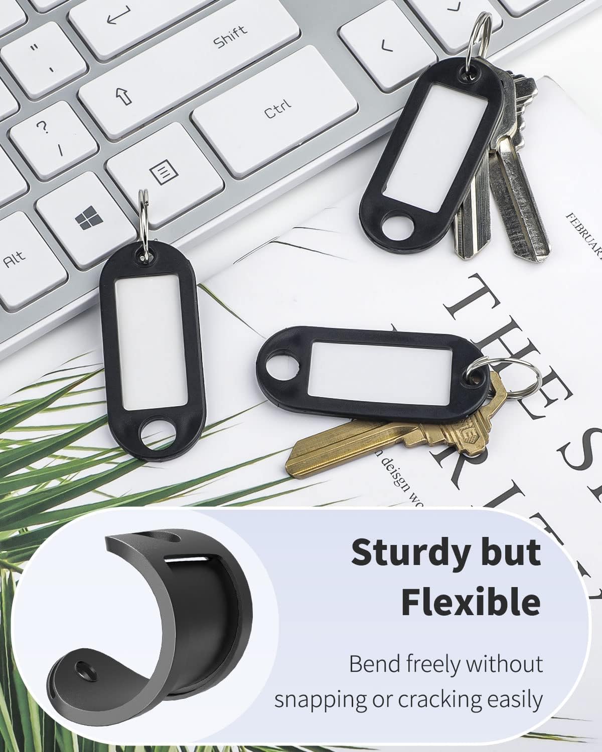 20 Pieces Key Tags 2 Inch Soft Plastic Key Chain Tags with Blank Paper Labels Clear Windows Protective Films V1258-DP02-A-1942