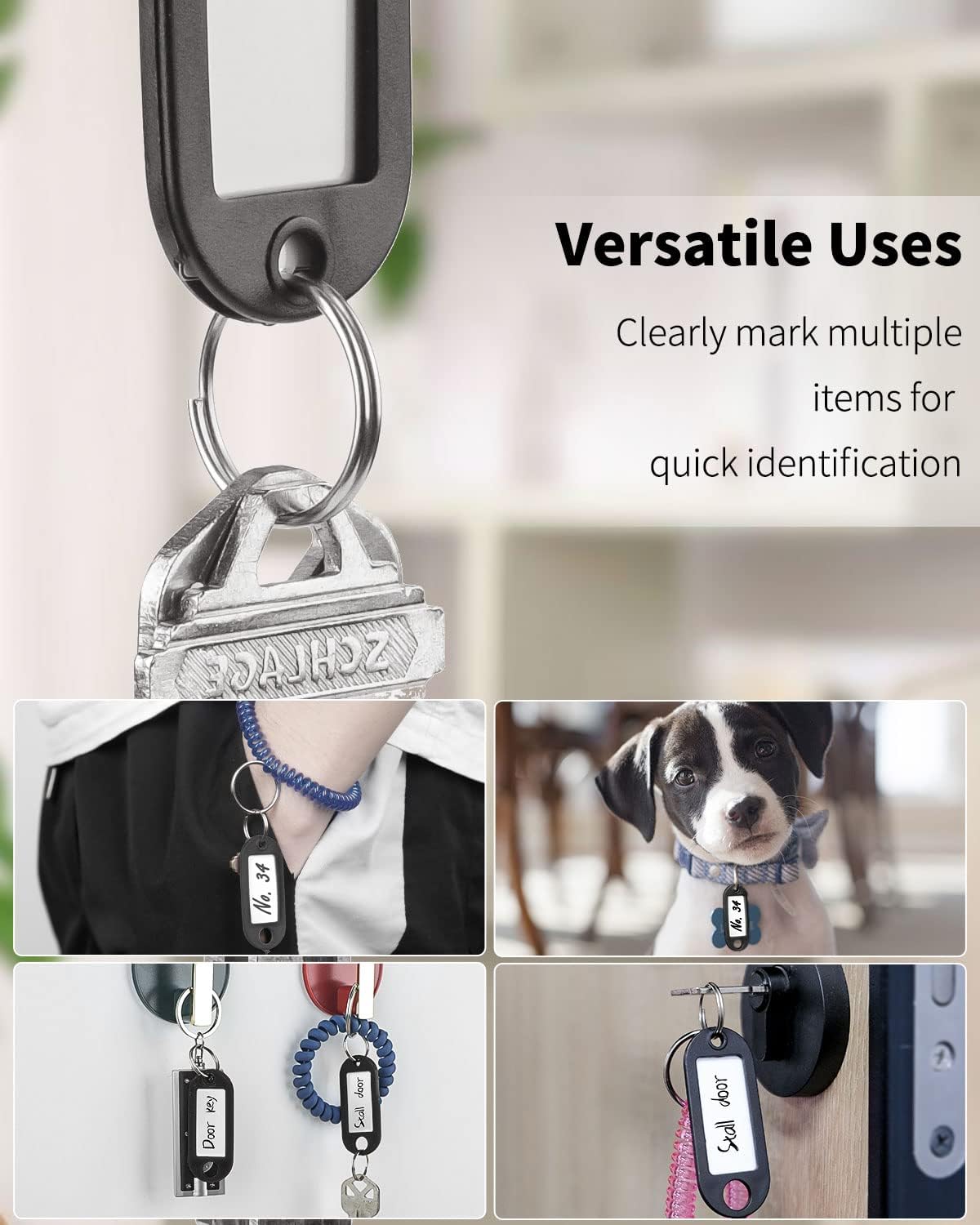 20 Pieces Key Tags 2 Inch Soft Plastic Key Chain Tags with Blank Paper Labels Clear Windows Protective Films V1258-DP02-A-1942
