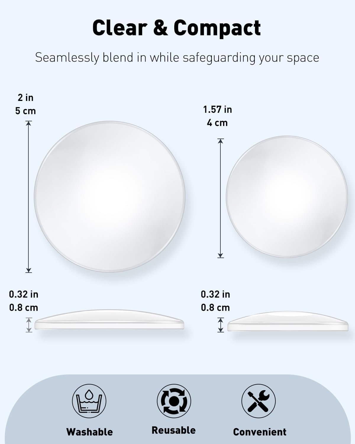 8 Pcs Door Stoppers for Wall, Adhesive Door Knob Wall Protector, Clear Wall Protectors from Door Knobs, V1258-DP02-A-1944