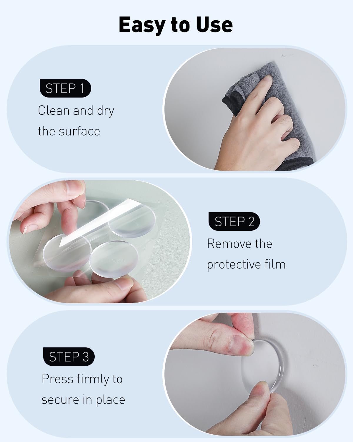 8 Pcs Door Stoppers for Wall, Adhesive Door Knob Wall Protector, Clear Wall Protectors from Door Knobs, V1258-DP02-A-1944
