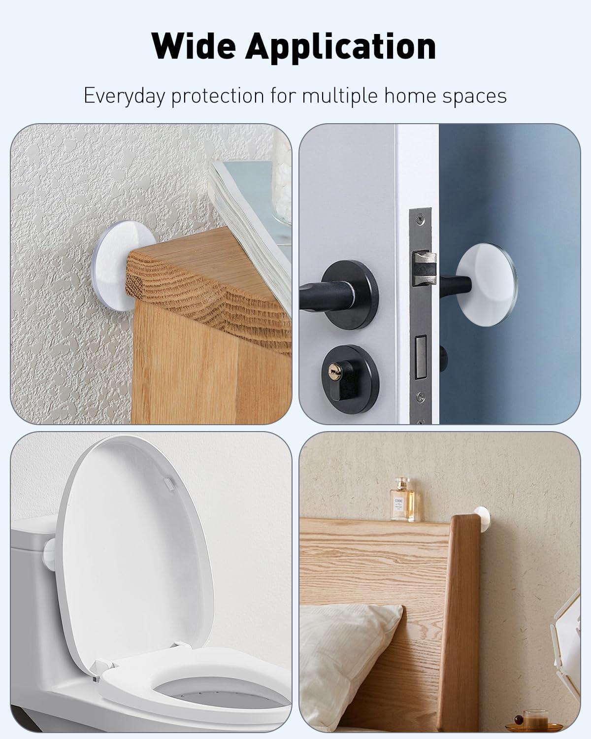 8 Pcs Door Stoppers for Wall, Adhesive Door Knob Wall Protector, Clear Wall Protectors from Door Knobs, V1258-DP02-A-1944